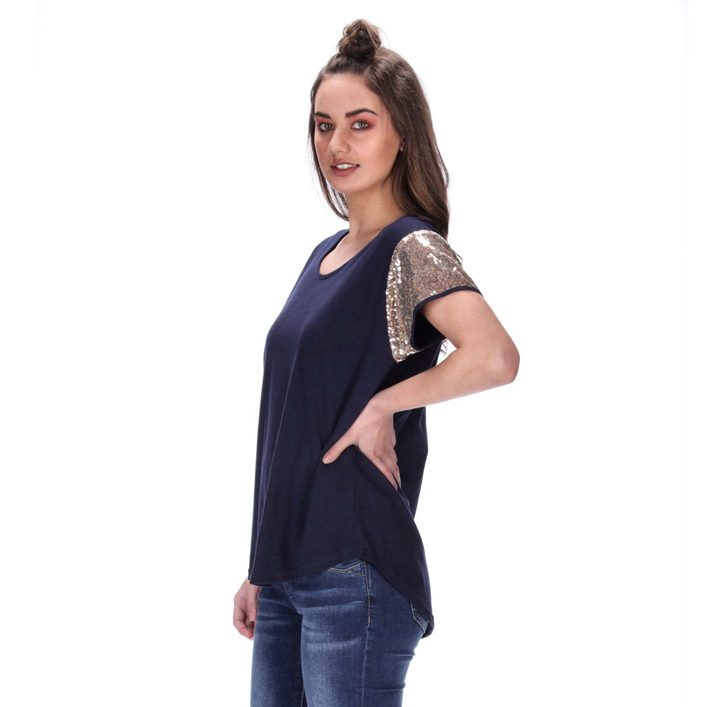 Kali Tee Navy/Rose Gold