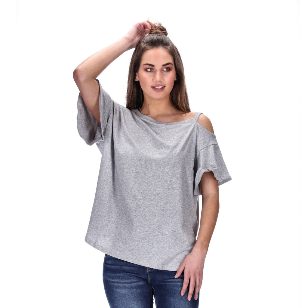 shoulder detail grey tee