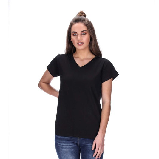 womens v neck tee black