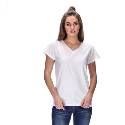 womens v neck tee white 