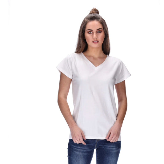 womens v neck tee white 