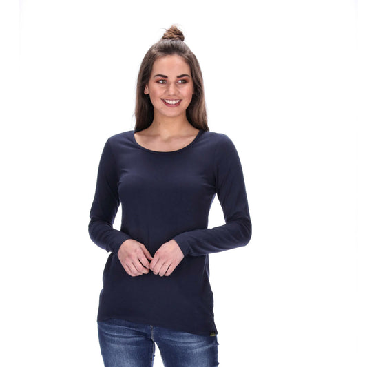 basic navy long sleeve top