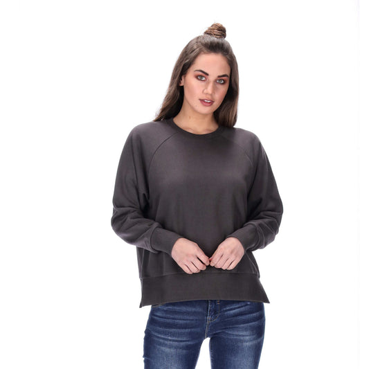 womens basic crew neck sweater charcoal grey