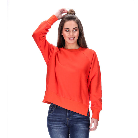 womens basic crew neck sweater orange