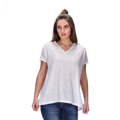 womens floaty v-neck tee white