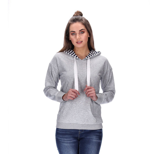 grey hoodie with striped hoodie
