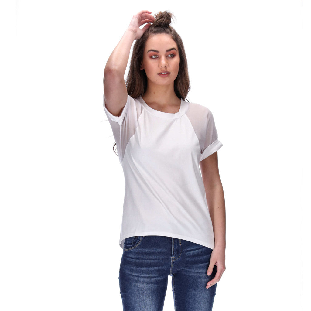 womens chiffon tee white