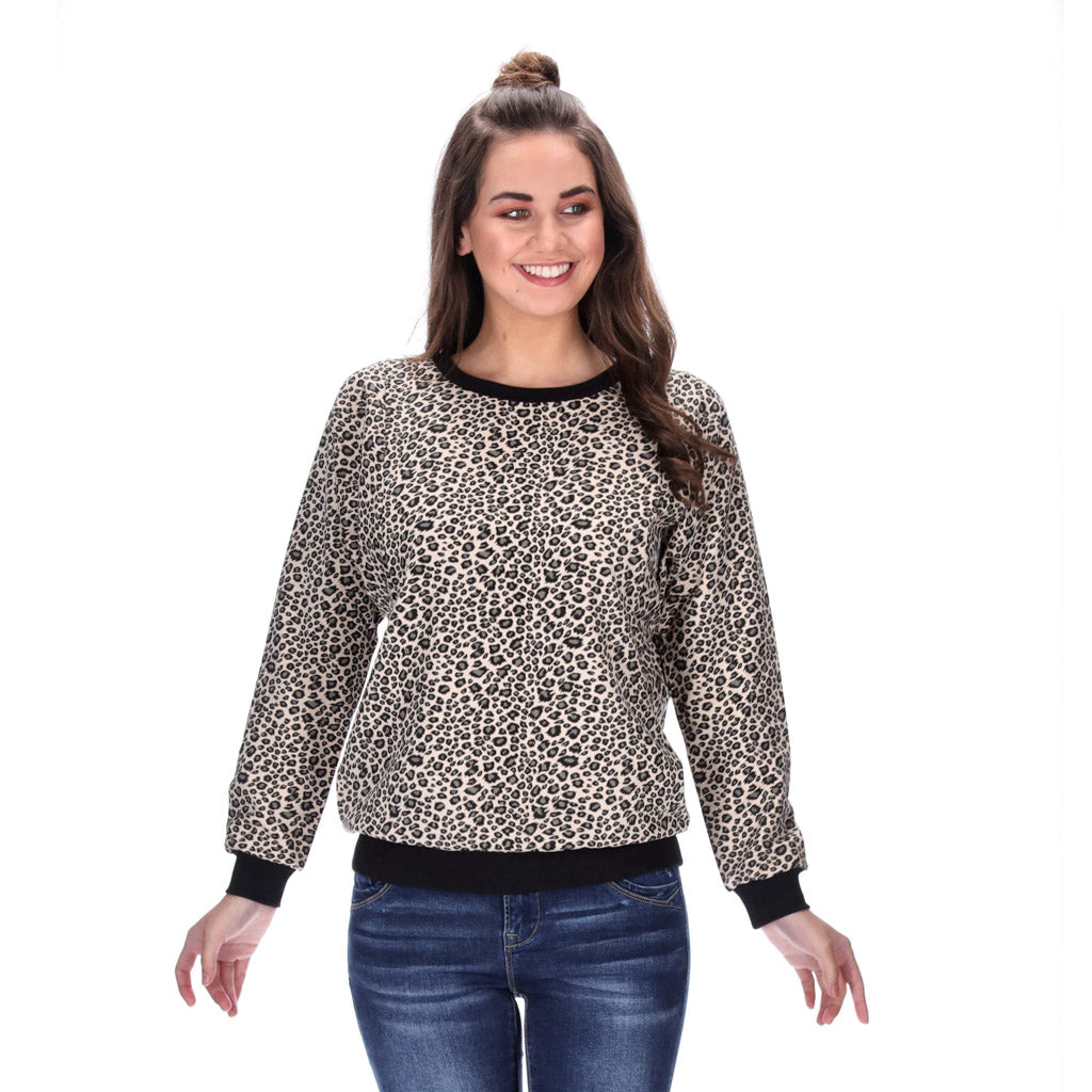 black and vanilla leopard print womens sweater