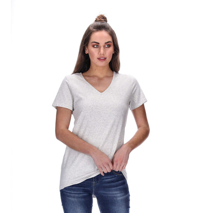 womensoatmeal marle v neck tee