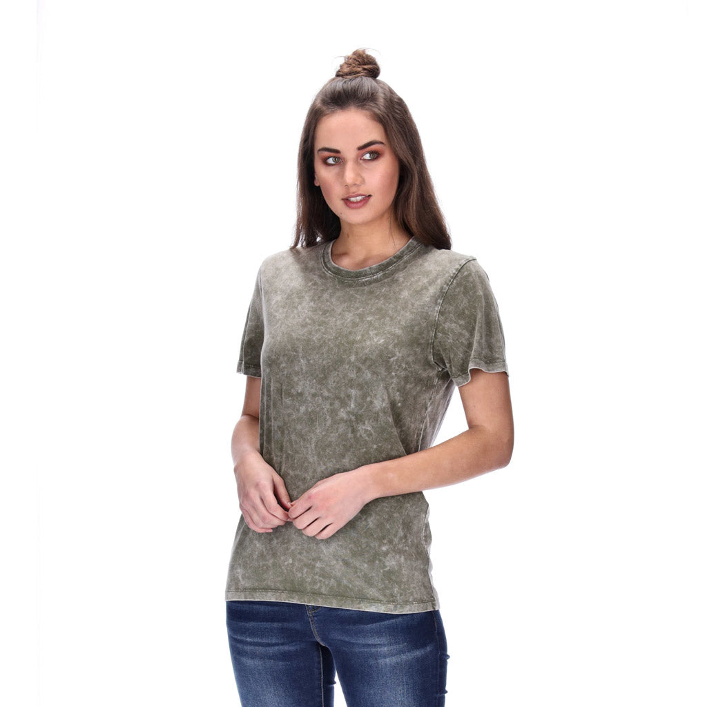 womens basic tee distressed khaki