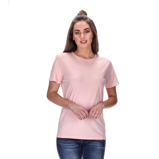 womens basic tee distressed pink