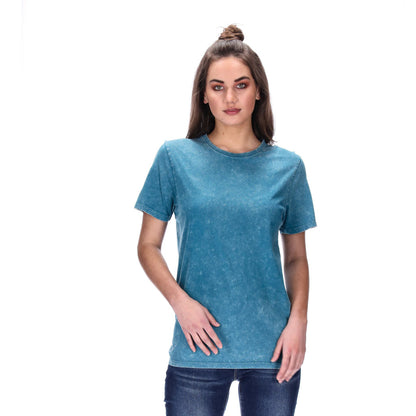 womens basic tee distressed teal