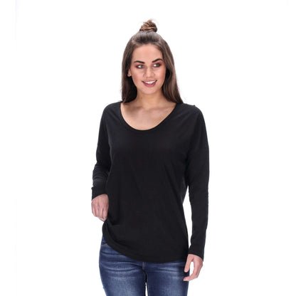 womens long sleeve loose fit top black