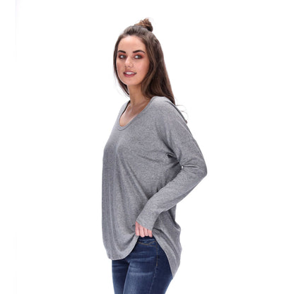 Sydney Long Sleeve Top Grey Marle