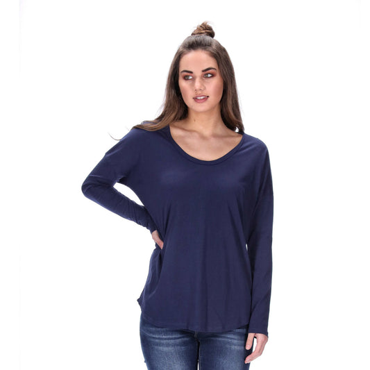 loose fit long sleeve grey navy tee
