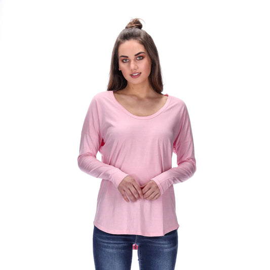 loose fit long sleeve pink top