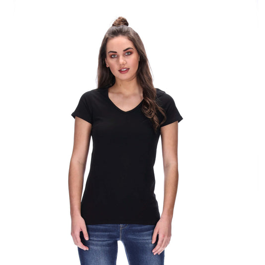 womens v neck tee black