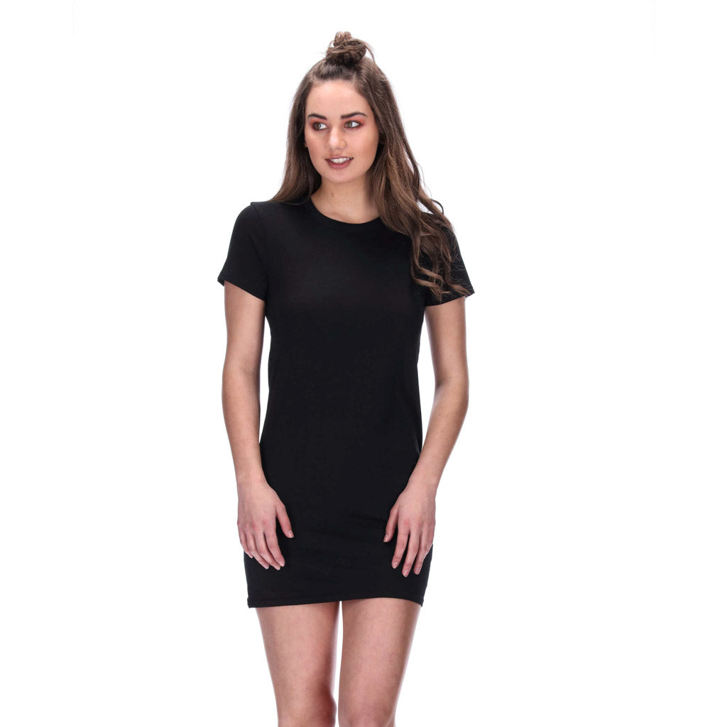 womens black t-shirt dress